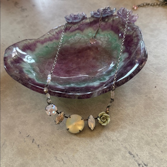 Sabika Spring 2020 Rose and Crystal Necklace - Picture 4 of 5